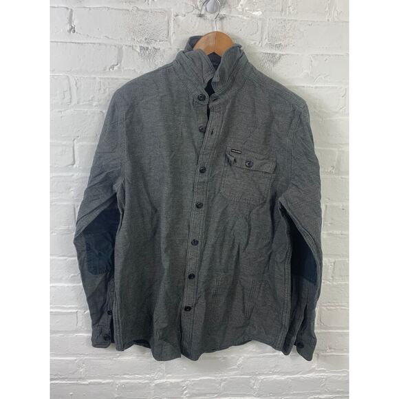 Volcom Women's Casual Button Down Shirt Long Sleeve 100% Cotton Gray Size Large - Picture 1 of 5